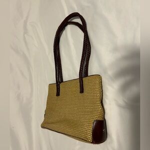 Etienne Aigner Genuine Leather Trim Woven Shoulder Bag - read description